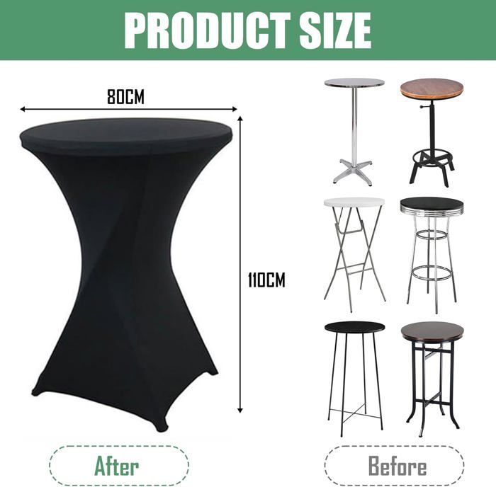 Housse De Table Haute Extensible En Spandex - Lot De 3, 80x110 Cm, Polyester/élasthanne, Pour Mariage, Bar, événement