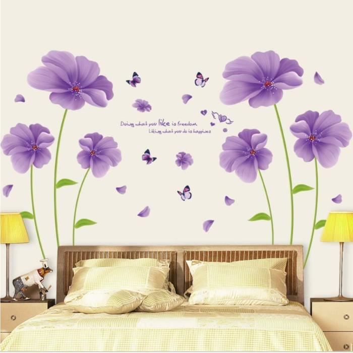 Sticker Baroque de fleur violet - stickers fleurs & stickers muraux 