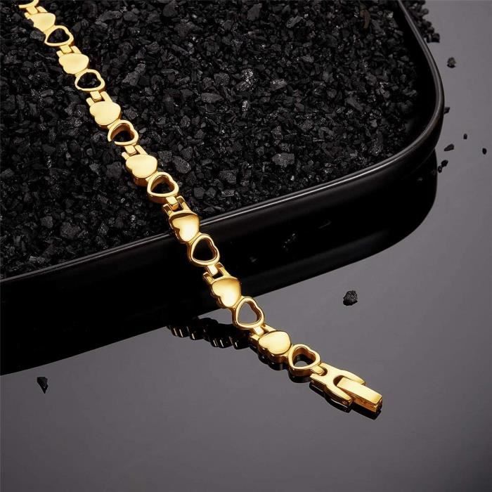 Bracelet Chaîne En Acier Inoxydable Doré Or Jaune - Réglable Femme - Neuf Sans Boîte