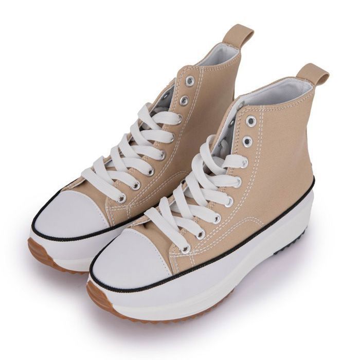 Pas Cher Baskets Femme Mid-cut En Toile Unie A Semelle Crantee