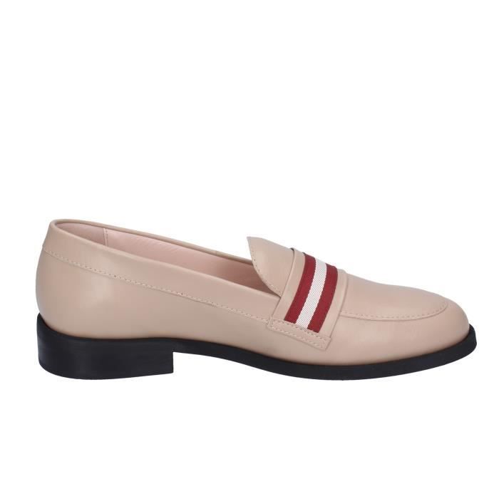 Mocassins Femme BALLY Beige Cuir Pointure EU 35 Talon 2 6