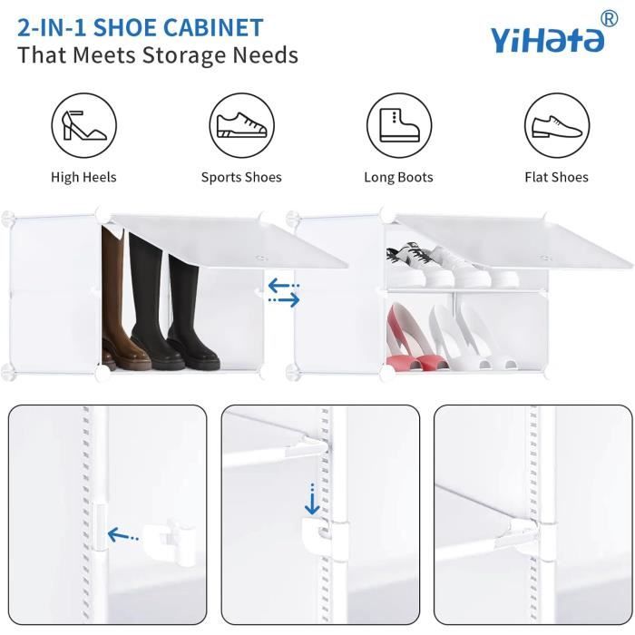 Euleryoo Boîte Rangement Chaussures 24 Paires - Organisateur Empilable Étagère Chaussures Armoire