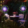 2pcs 120 LED Feux D'artifice Solaires Jardin Extérieur, 8 Modes Lumière Solaire Extérieure Étanche - Multicolore-3