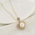 SHARPHY Coffret montre femme + bracelet + collier – diamant perle forme de coeur doré tempérament grâce luxe cadeau-3