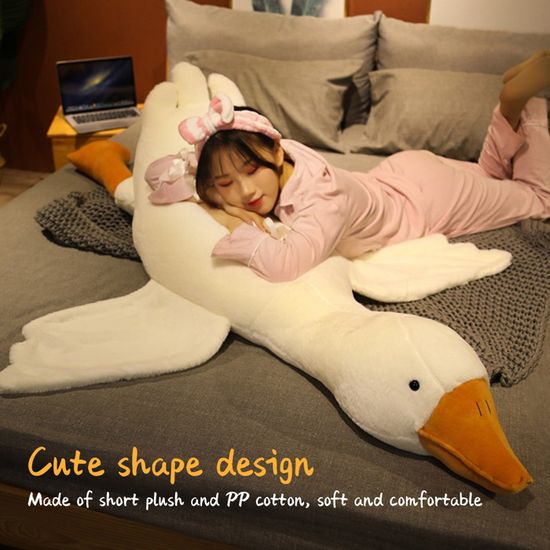 Peluche Oie Géante 40 Cm – Coussin Déco Canapé – Jouet Doux Et Mignon – Cadeau Anniversaire, Noël, Décoration Maison