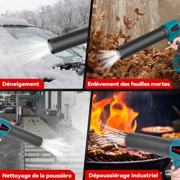 Souffleur De Feuilles Sans Fil 21V - Turbo Jusqu'à 32 000 Tr/min - Léger, Ergonomique, Pour Jardin, Terrasse, Nettoyage Voiture Ou Neige Légère