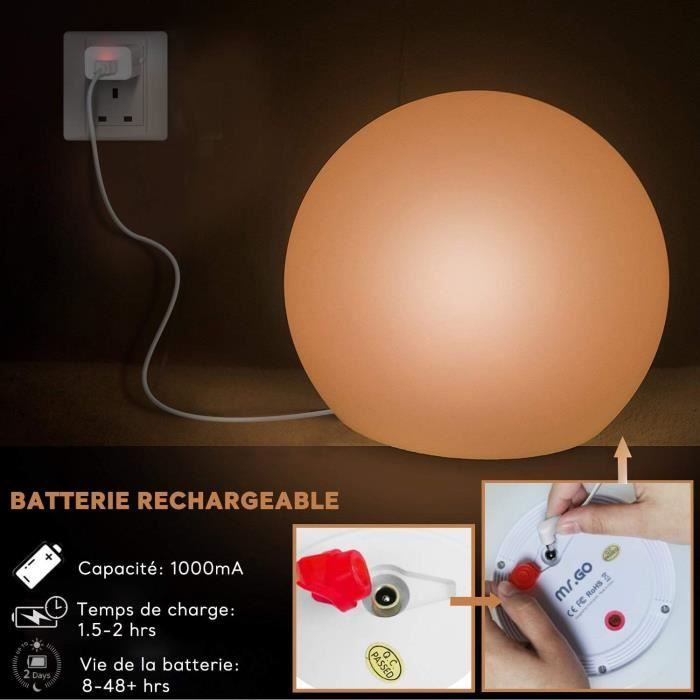 MR.GO 16 LED Cube Lumineux Lampe d'ambiance, RGB Veilleuse Changeant de Couleur Cube Tabouret Étanche Siège Cube avec Télécommande, 16 Couleurs, Graduable & Rechargeable pour Décor
