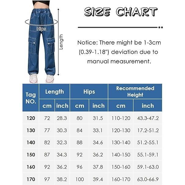 Pantalon Cargo Fille 6 16 Ans Jeans Mode Ample Enfant Filles Hip Hop Pantalon Fille Streetwear Dance Jazz Pantalon