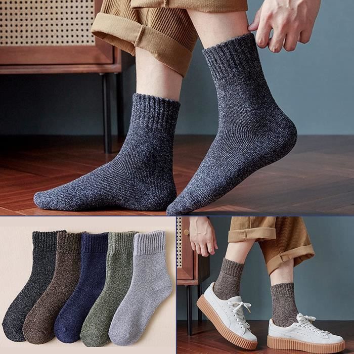 Chaussettes De Sol a la Maision Antidérapantes Chaussette Homme Femme Fille  Polaire Épais Tricotées Slipper d'hiver Chaud Bleu - Cdiscount Prêt-à-Porter