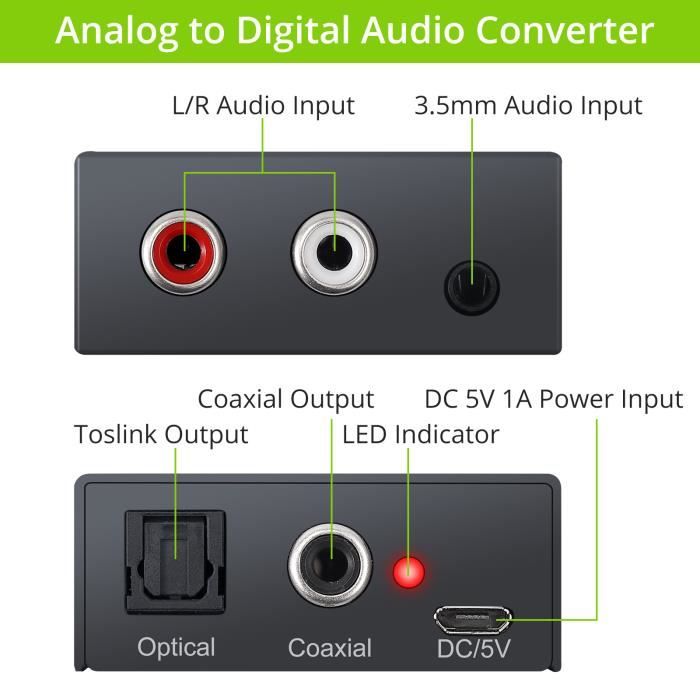 StarTech.com Convertisseur audio coaxial numérique ou Toslink optique SPDIF  vers RCA stéréo
