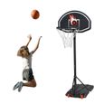 YINQ Panier de Basket-Ball Extérieur Intérieursur sur Pied Hauteur Réglable 146-200 cm - avec Support et Roulettes - Noir-0