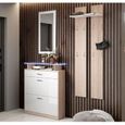 Meuble Entrée Paola Set MB - Meuble Chaussures, Miroir, Porte-Manteau LED | Blanc Et Gris Moderne
