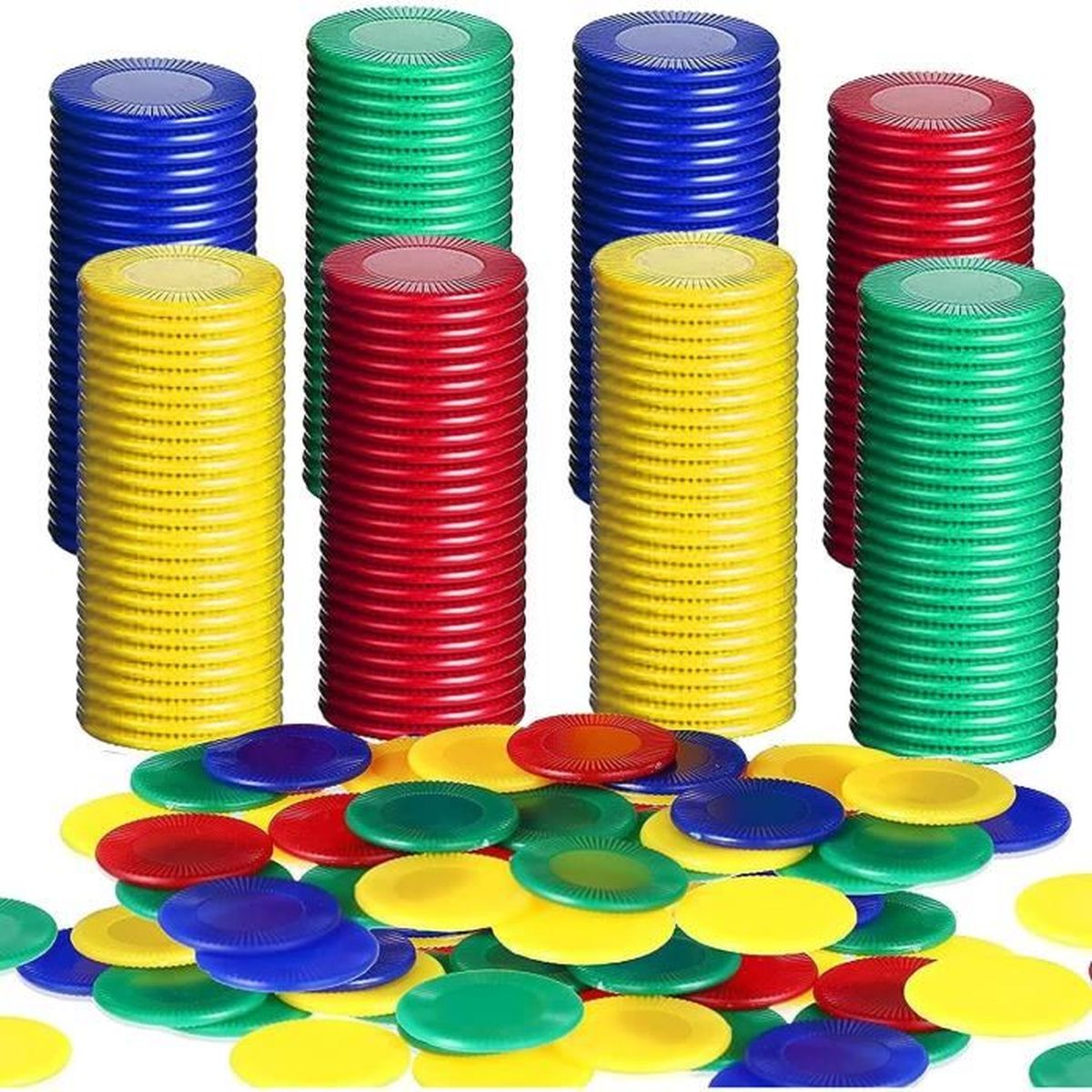 uxcell Lot de 100 jetons de poker en plastique, 3,8 cm, jetons de jeu opaques pour jeu, comptage des mathématiques, vert