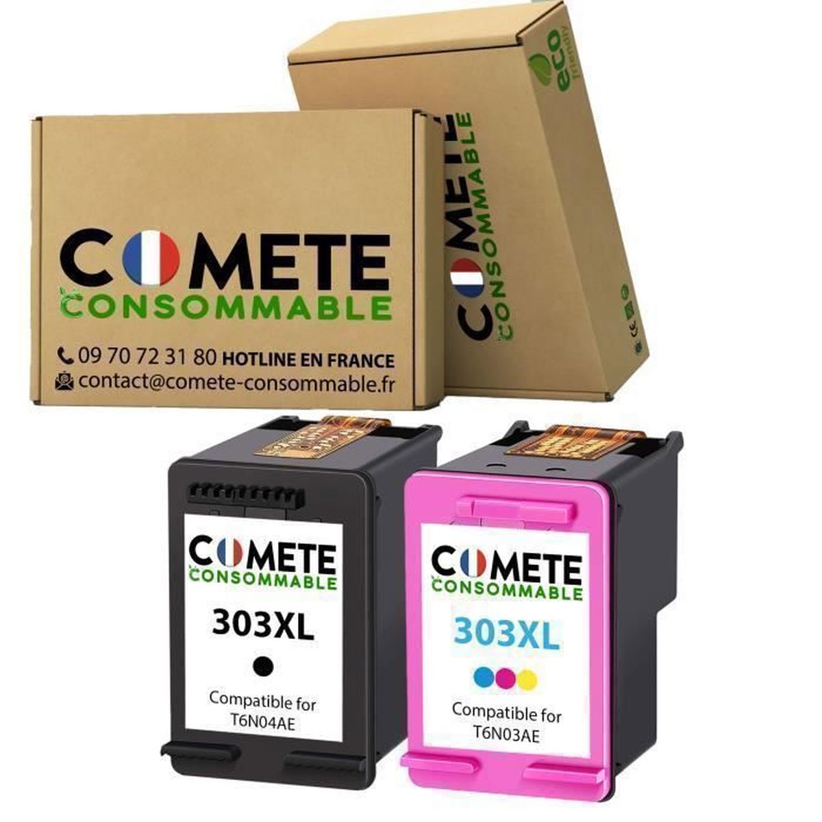 Enseigne Rouge Papier | CARTOUCHE HP 303 JET D'ENCRE ENVY PHOTO 6230/7130/ 7830 3 COULEURS MAGENTA/JAUNE/CYAN 200P