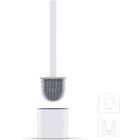 HANDEIU Bac à Brosse WC en Silicone - Brosse WC et Support, Antibactérien, Brosse WC Aérée, Sans Odeur et Séchage Rapide, (Blanc)