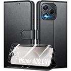 TECHTA Coque pour Honor 400 Lite 5G + 2 Pièces Verre Trempé, [Housse en Cuir PU] [Etui à Rabat] [Pochette de Portefeuille] - Noir