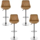 Tabourets de Bar JEOBEST - Lot de 4 - Similicuir - Blanc/Taupe - Design Moderne
