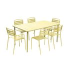 SWEEEK Table de jardin métal + 6 assises jaune. acier traitement anti rouille