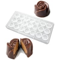 Moule à Chocolat en Polycarbonate de Haute Qualité pour Professionnels en forme de Rose, 21 Trous