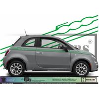 Fiat 500  - VERT - kit Bandes latérales complet  500 signature    - Tuning Sticker Autocollant Graphic Decals