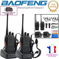 Pack de 2 talkies-walkies Baofeng BF888S - 16 canaux, socles de recharge et oreillettes inclus - Noir