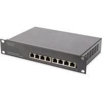 DIGITUS Gigabit Ethernet Switch - 10 pouces - 8 ports - gere L2+ - VLAN, Link Aggregation & Port Control - Noir