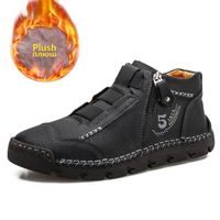 Chaussures de football en cuir véritable pour hommes - GYROOR - 7 BLACK - Lacets - Plat - Noir