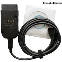 Ligne d'inspection automobile Interface Vcds Hex V2 Vagcom 20.4.1 Vag Com 19.6 pour Vw pour Audi Skoda Seat Anglais + Français Noir