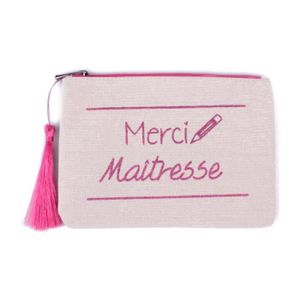 Pochette LOL Beige paillet/ée Mamie damour Noir et Pompon
