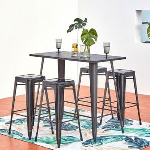Ensemble table et chaise de jardin Salon de jardin - 4 places - MERIDA - Concept Usine - Aluminium - contemporain - Noir