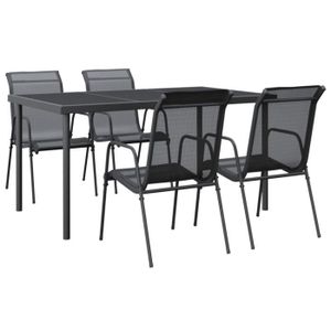 Ensemble table et chaise de jardin BLL Ensemble à manger de jardin 5 pcs noir textilène et acier 7592073316216