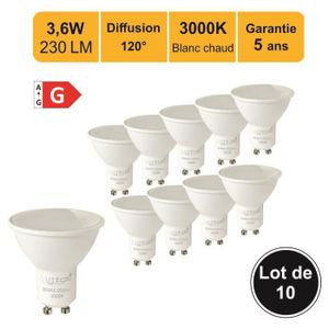 AMPOULE - LED Lot de 10 ampoules LED GU10 3 6W 230Lm 3000K - garantie 5 ans