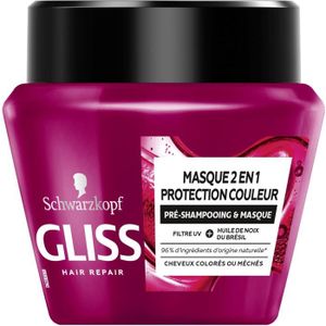 MASQUE SOIN CAPILLAIRE SCHWARZKOPF Gliss - Masque Réparation & Protection couleur 2 en 1 - Pré-Shampooing et Masque - Cheveux colorés, méchés - 300ml