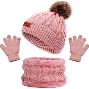 Garçons filles bonnet gants écharpe ensemble hiver chaud cadeau de Noël Tricot à Rayures 2-6 Y 