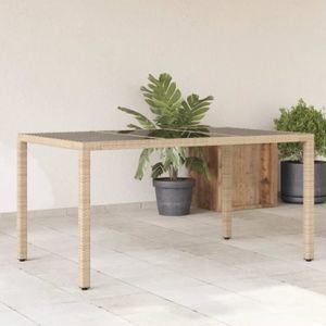 TABLE DE JARDIN  Meuble Table de jardin - avec dessus en verre - beige - résine - tressée 23 KG