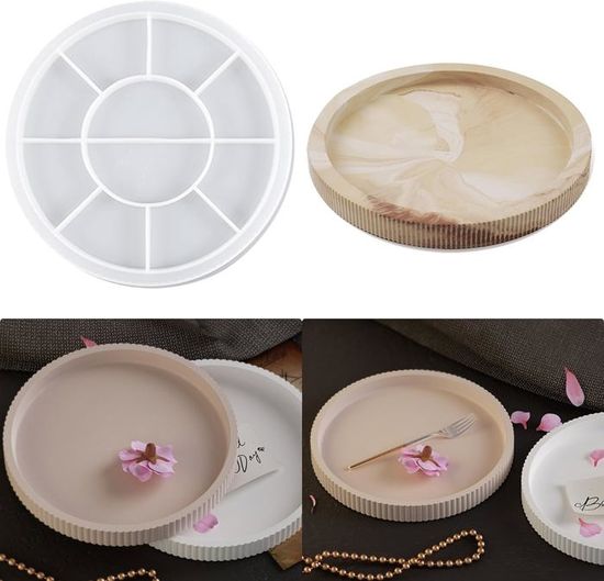Moule En Silicone Pour Plateau Charcuterie – Résine Epoxy – 3 Pièces Rondes – 19.7 Cm