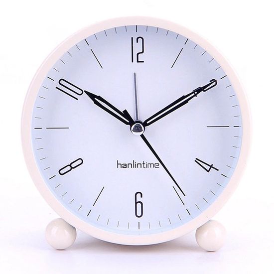 Réveil analogique rétro - Sans tic-tac - Rond - 10,16 cm - Avec veilleuse - Snooze - Fonctionnement à piles - Puissant - Pour dormeurs profonds, enfants, personnes âgées - Réveil analogique pour