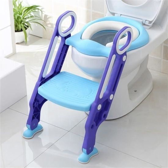 Siège de Toilette Enfant Bébé Marche pliable Réducteur de WC Pot éducatif Lunette douce confortable Bleu-vert*KI24645