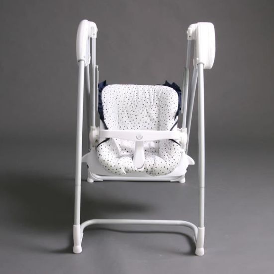 2 en 1 Chaise haute + Balancelle électrique blanche/bleumarine Homey