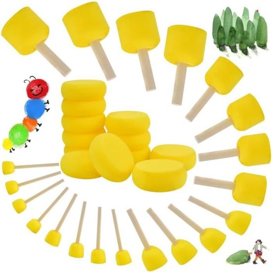 20 Pièces Pinceaux Éponge Brosse à Eponges Rondes Coloré