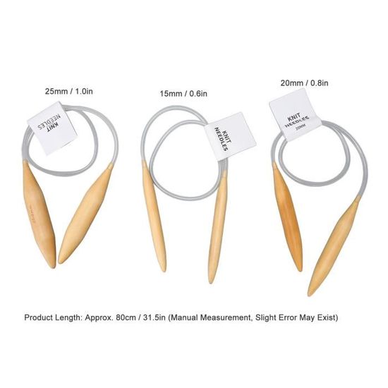 Aiguilles Circulaires Bois Set Aiguilles Tricoter Pony Flair - 5 Tailles 3-5mm, Câbles Interchangeables Aiguilles Circulaires 14cm