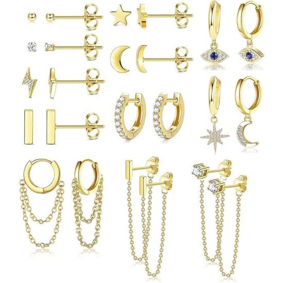Boucles d'oreilles étoiles, boucles d'oreilles en argent sterling 925
