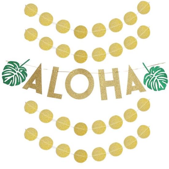 Guirlande de Feuilles de Noix de Coco Thème hawaïen « Aloha » Accessoires de décoration pour fête de Mariage 
