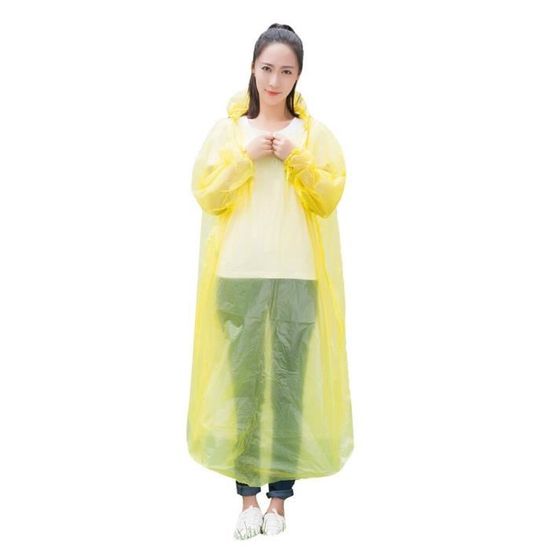 Poncho De Pluie Jetable Imperméable Pour Adulte - Épaisseur Renforcée, Avec Capuche Et Cordon, Emballé En Boule Porte-clés - 3