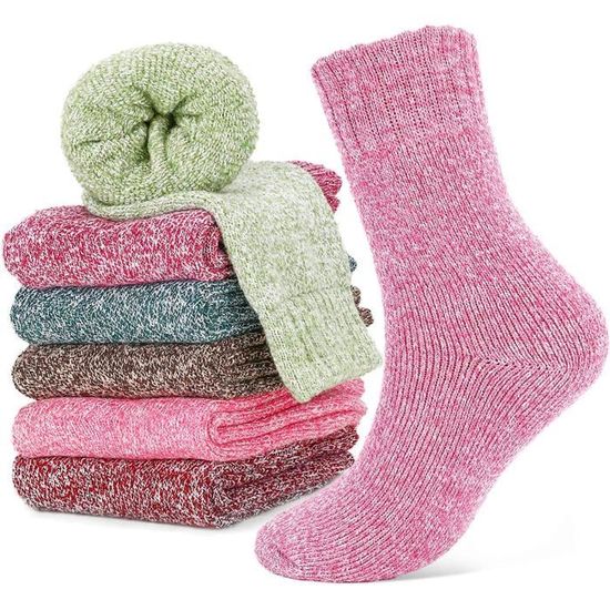 Chaussettes Femme,6 Paires Chaussettes épaisses et Chaudes,Chaussettes