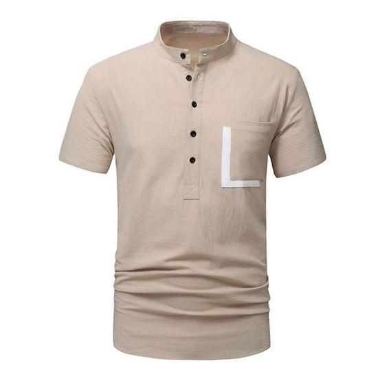 T-shirt Homme COOFANDY – Lin Et Coton Vert – Manches Longues – Col Henley – Taille L