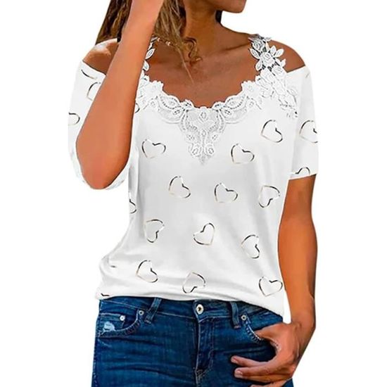 GRMLRPT Chemise Femme D'Été Élégant Chemisiers Découpes Col En V