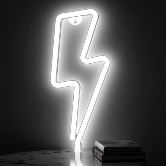 LED Néon Forme éclair Enseigne Lumineuse au Néon USB-à Piles Lumière de ...