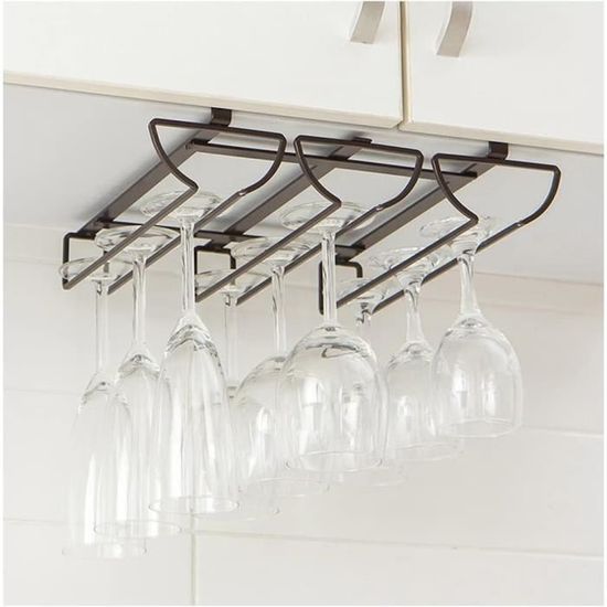 Abcsea Porte-verres à Vin 3 Rangs Suspendu Chrome - Support Verres à Pied 35cm Bar Et Cuisine