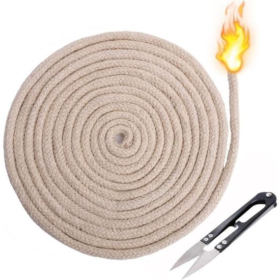 Mèche Ronde 100% Coton 4.0mm - Lot De 3 Mètres Pour Lampe à Huile Et Lampe à Pétrole
